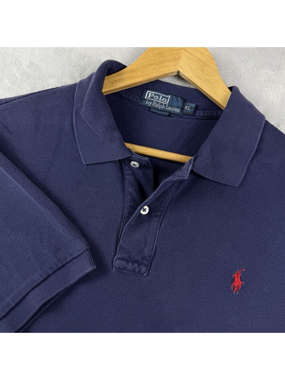 Polo Ralph Lauren Navy Blue Short Sleeve Polo Shirt Men XL Red Pony Logo Classic